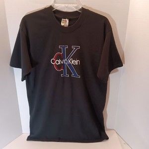 Vintage Calvin Klein Graphic Tshirt Short Sleeve Black Women's Size Large